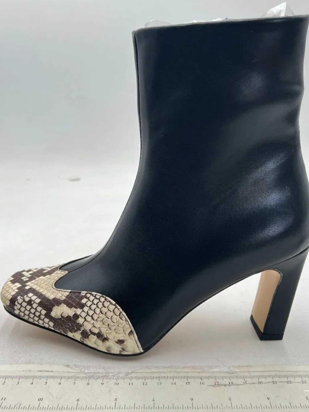 Black Sneaker Square Toe Comfort Chunky Heel Ankle Boots Zipper Booties Winter